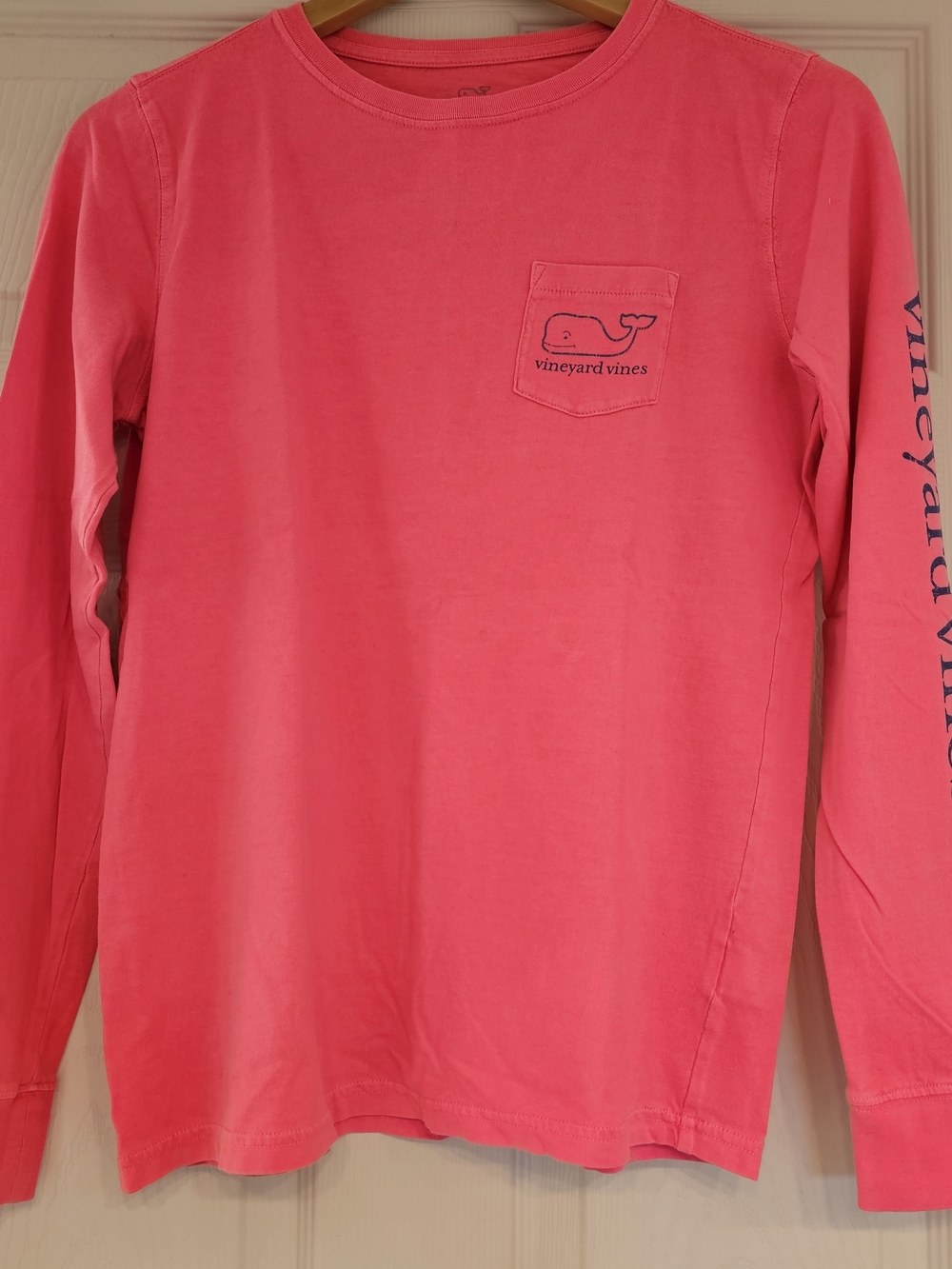 Vineyard Vines Coral Pink Long Sleeve Pocket Tee